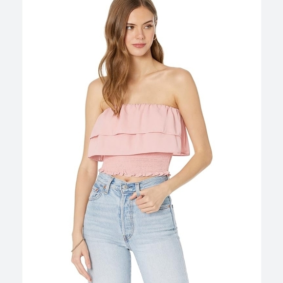 1. State Tops - 1. State Strapless Tiered Top Blush